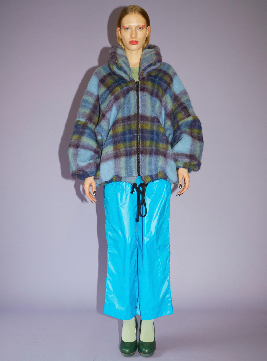 NO HOOD JACKET Mohair blue