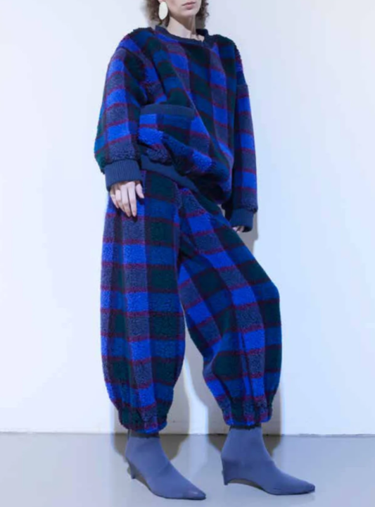 BELL PANTS Teddy square blue