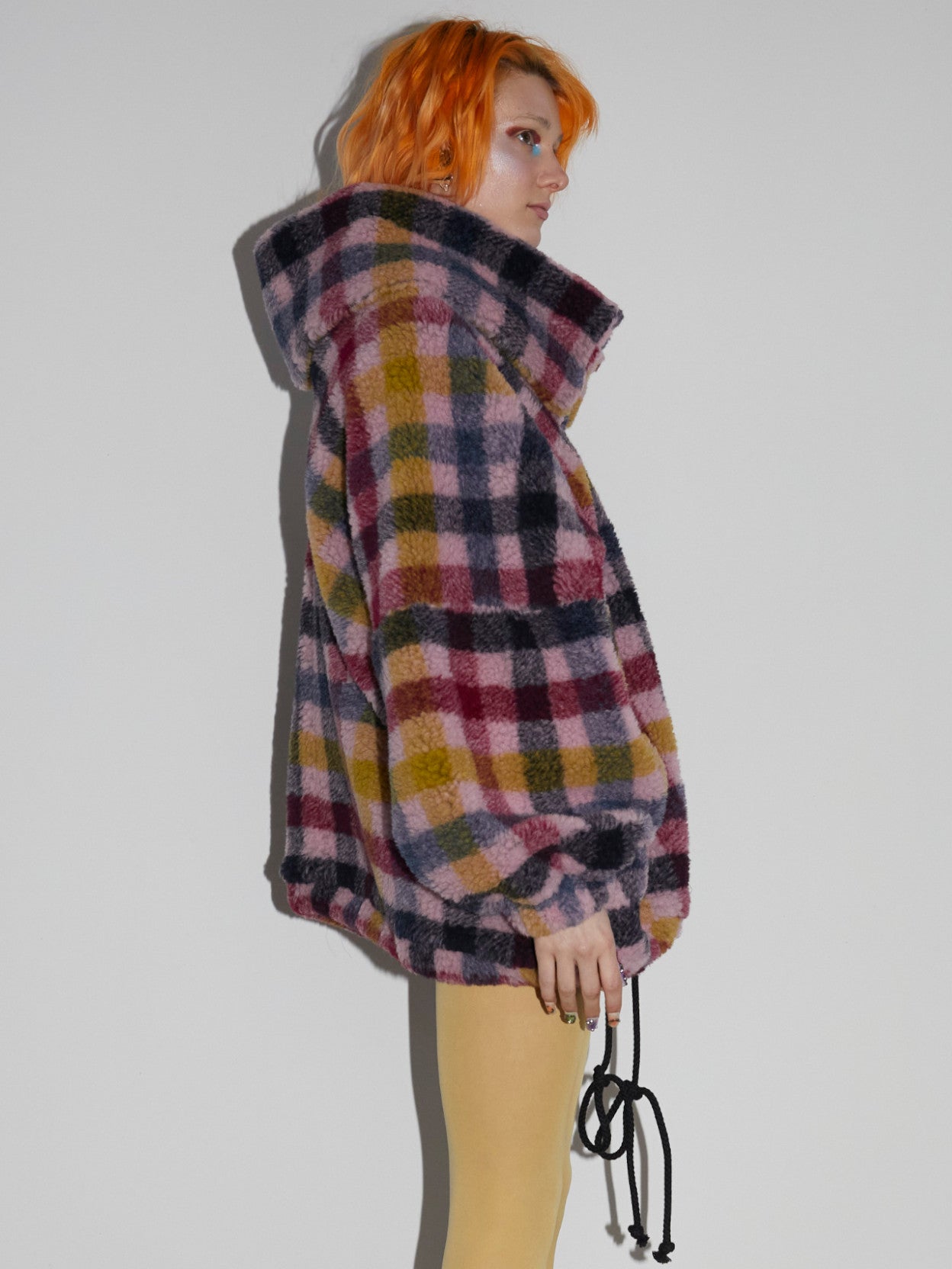 NO HOOD JACKET Teddy Check Pink