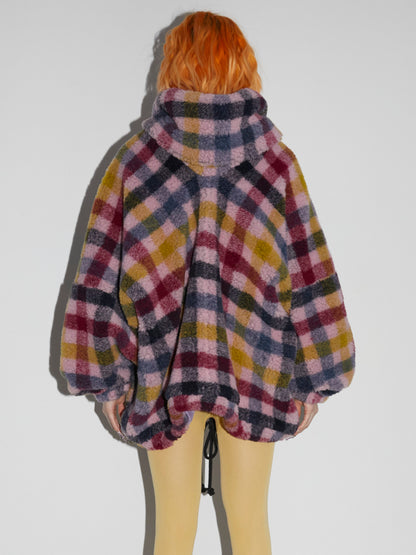 NO HOOD JACKET Teddy Check Pink