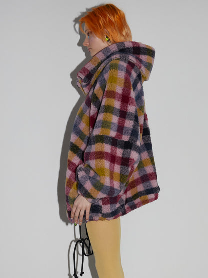 NO HOOD JACKET Teddy Check Pink