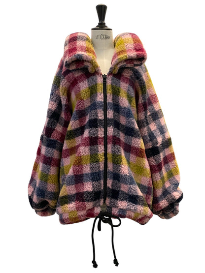 NO HOOD JACKET Teddy Check Pink