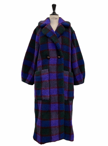 LONG COAT Teddy square blue