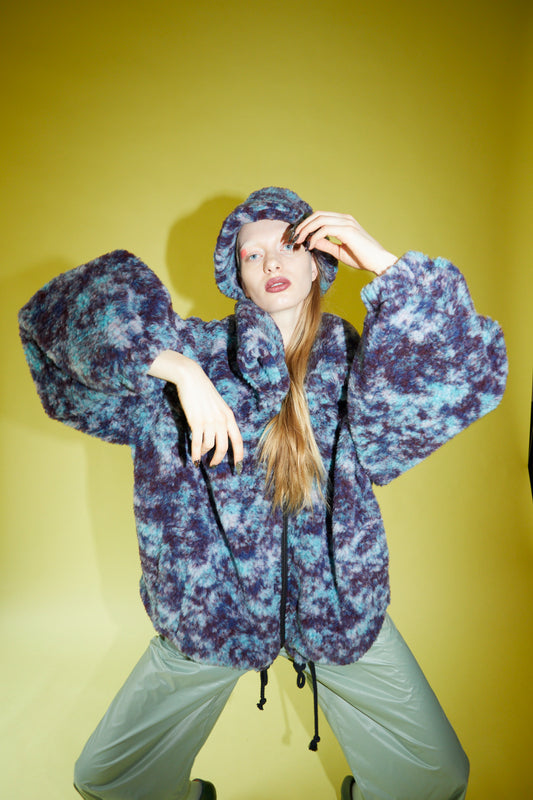 NO HOOD JACKET Teddy marble blue