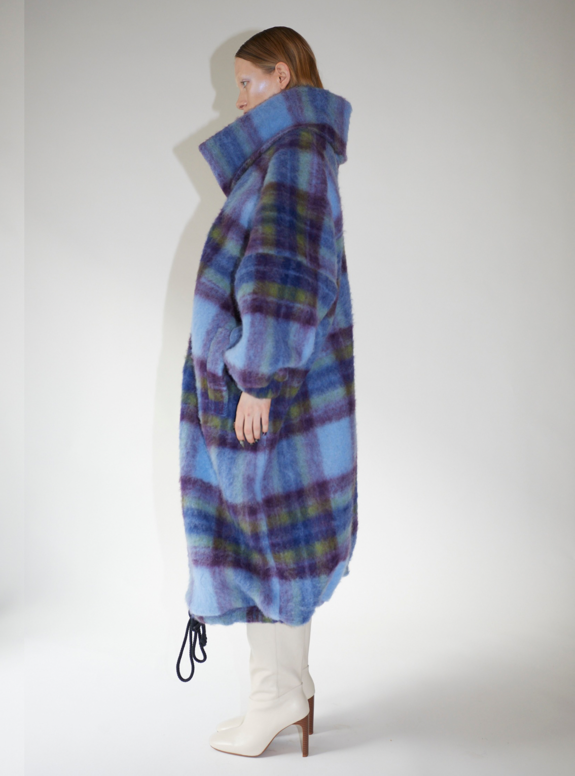 NO HOOD COAT Mohair blue