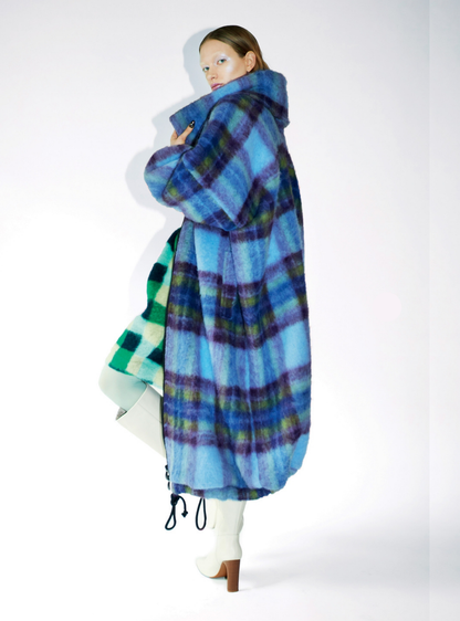 NO HOOD COAT Mohair blue