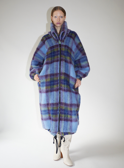 NO HOOD COAT Mohair blue