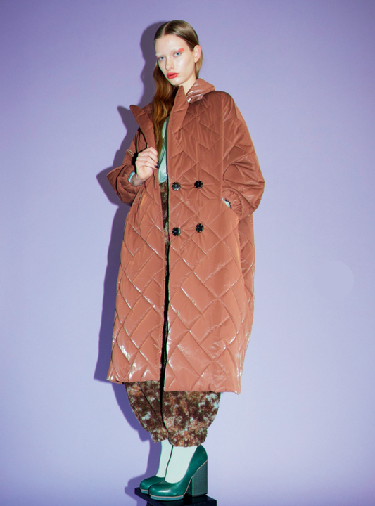 OVERSIZED COAT Padded cacao