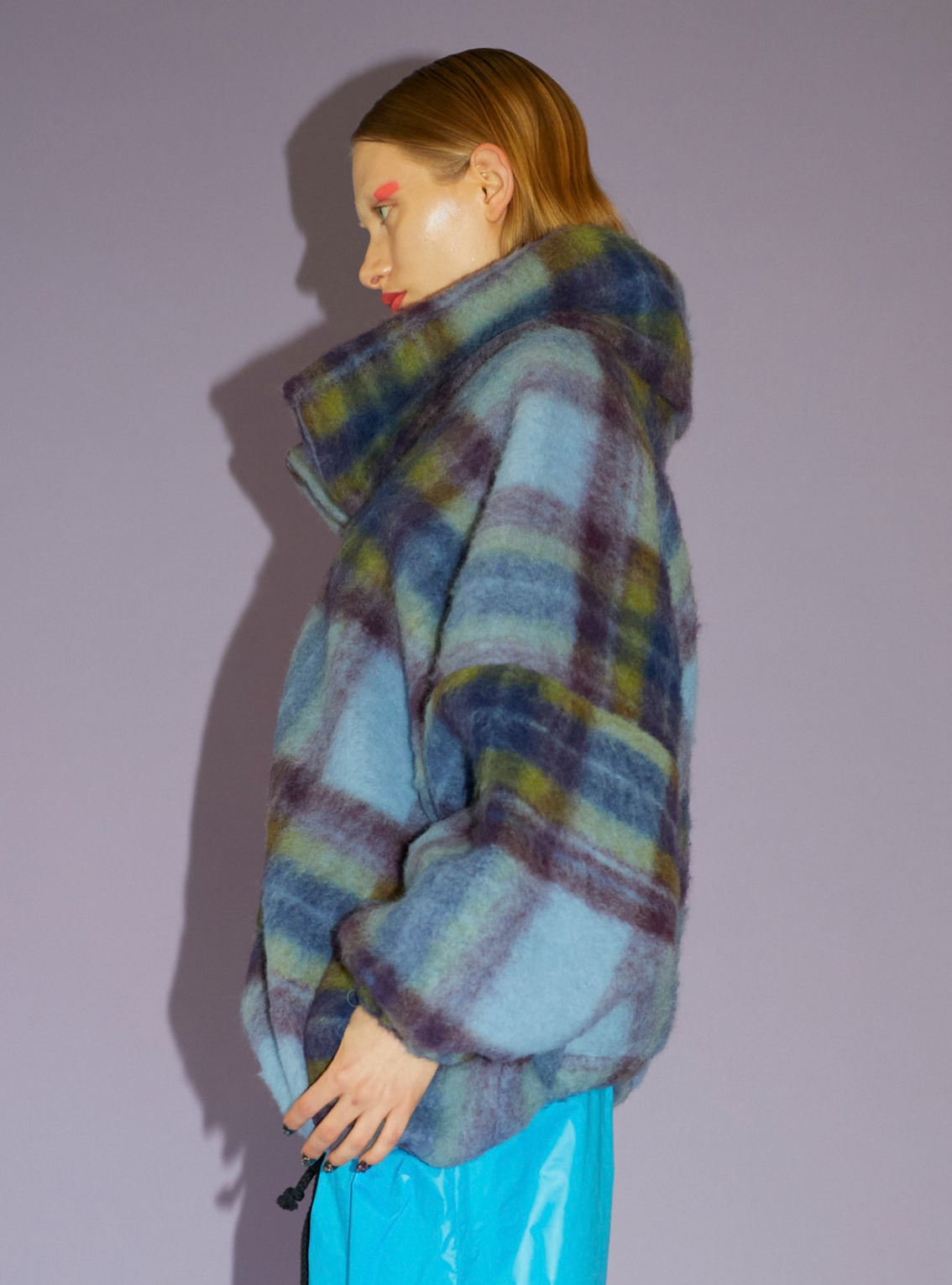 NO HOOD JACKET Mohair blue